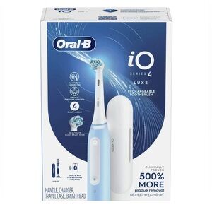 New Oral-B iO Series 4 Luxe Rechargeable Toothbrush With Case Icy Blue App